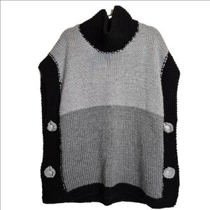 Handmade Thick‎ Knit Cowl Neck , Sleeveless Poncho